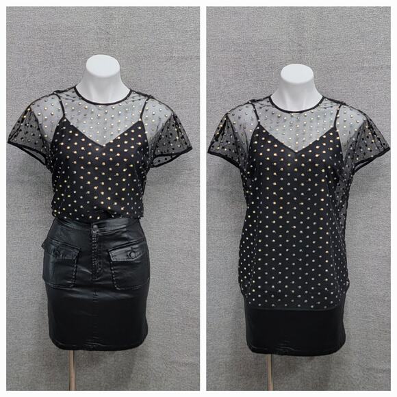 ST. JOHN COUTURE SHEER POLKA DOT TOP, SIZE 4 - Picture 1 of 7